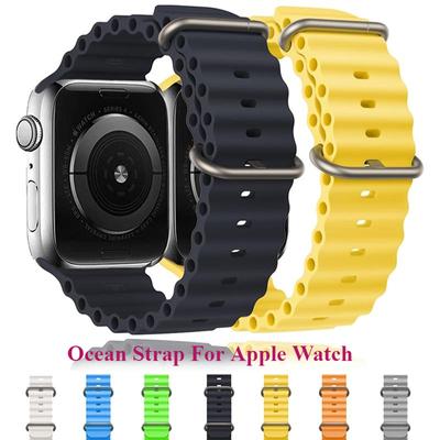 Ремешок Ocean для Apple Watch Band Ultra 49 мм, 45 мм, 41 мм, 44 мм, 40 мм, 42 мм, 38 мм, силиконовый браслет Correa iWatch Ultra serie 7 6 5 4 3 2 1 se 8