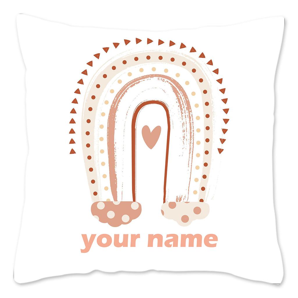 Rainbow Print Custom Cushion Cover Adult Children Personalized Name Customize Pillowcase Home Housewarming Birthday Gifts