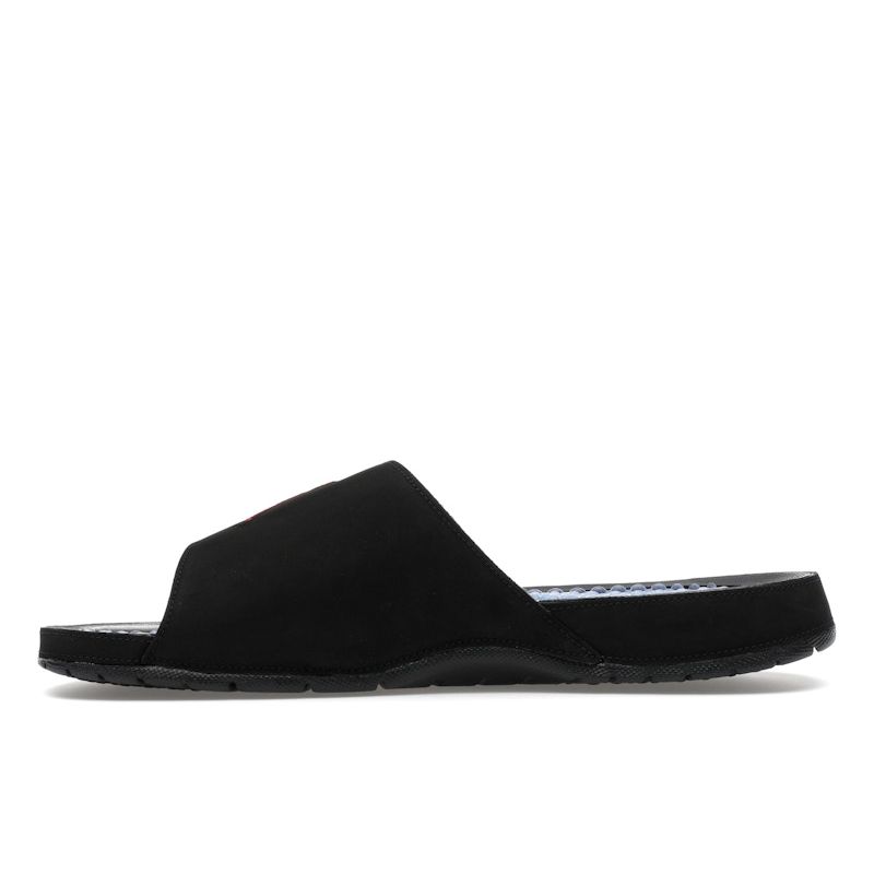 Air Jordan Hydro 5 Slide Black Metallic Unisex Sneakers Fire-Red Metallic-Silver 555501-061