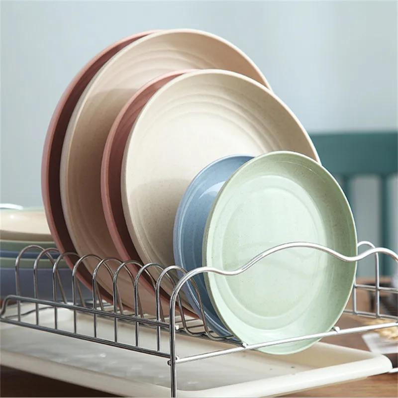 4 шт. Пшеничная соломенная тарелка, небьющиеся многоразовые тарелки, набор, идеальная обеденная посуда, тарелки для сбора костей, столовая посуда для домашней кухни