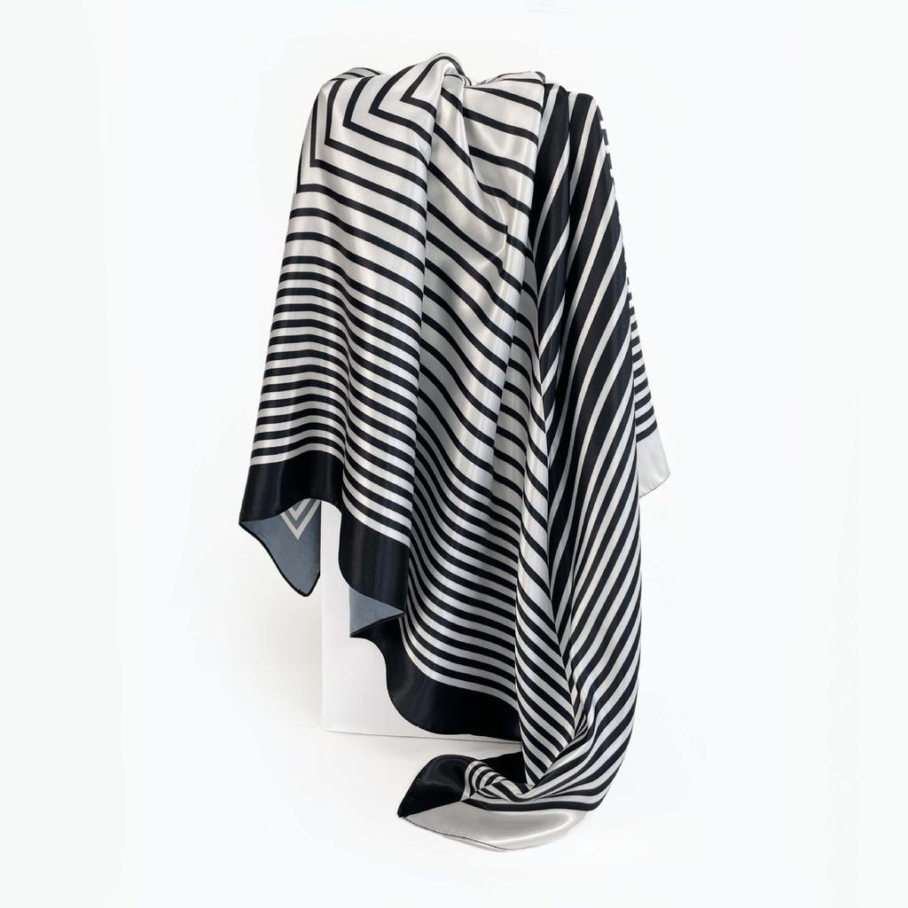 Fashion Ladies Silk Scarf Large Square Scarf 90cm Back Print Turban New Silk Satin Shawl Ladies Scarf