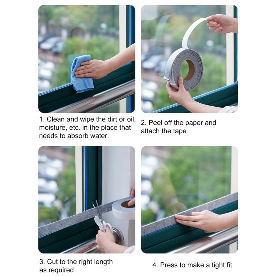 4M/Roll Окно Стекло Абсорбирующая Наклейка Войлок Окно Конденсат Влагопоглотитель Лента Самоклеящаяся