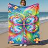 1pc Butterfly, Rainbow Outdoor Flannel Blanket Soft Warm All-Season Throw for Sofa Bed Car Camping Office, Cozy Gift Idea1259S