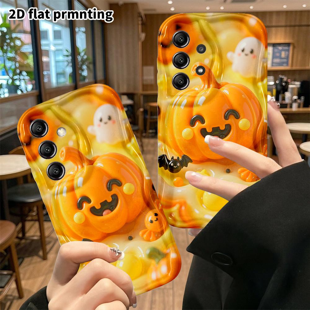 Phone case: 2D flat design suitable for Samsung Galaxy A34 A35 M05 M06 S20 S22 S21 FE Plus 5G protective case, Halloween pumpkin, Christmas, perfect h