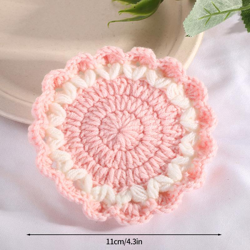 Круглые подставки под стаканы с подсолнухами, связанные вручную, подставки под стаканы с цветочным узором, многоразовые изоляционные подкладки, плетеные подставки под кофейные чашки, украшения