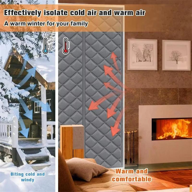 1 Piece Winter Door Curtain, Windproof & Thermal Insulated Magnetic Heavy Duty Thermal Curtain Soundproof Energy Saving Windproof Indoor Outdoor