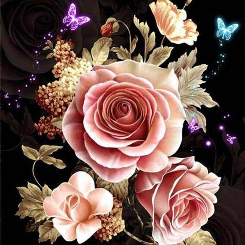 5D Diamond Craft Painting Blooming Roses Diy Diamond Embroidery Diamond Wall Art Decor