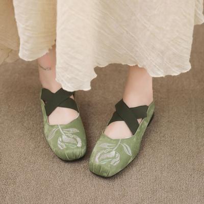 Модная обувь Мэри Джейн Женская 2025 Новая Весна Ретро Квадратный Носок Балетный Стиль Одинарная Обувь Элегантный Темперамент Уличные Слипоны Тапочки