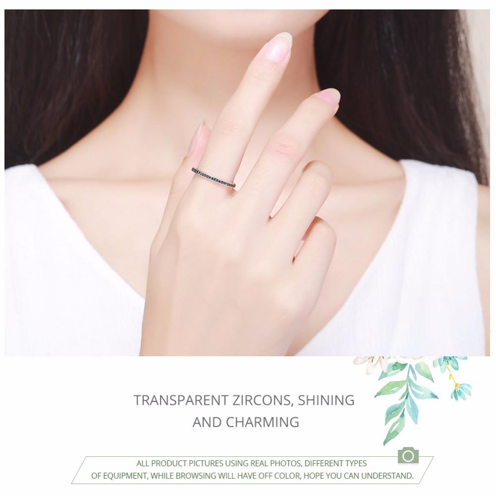 Bamoer TOP SALE Authentic 925 Sterling Silver 4 Colors Dazzling CZ Stackable Rings for Women