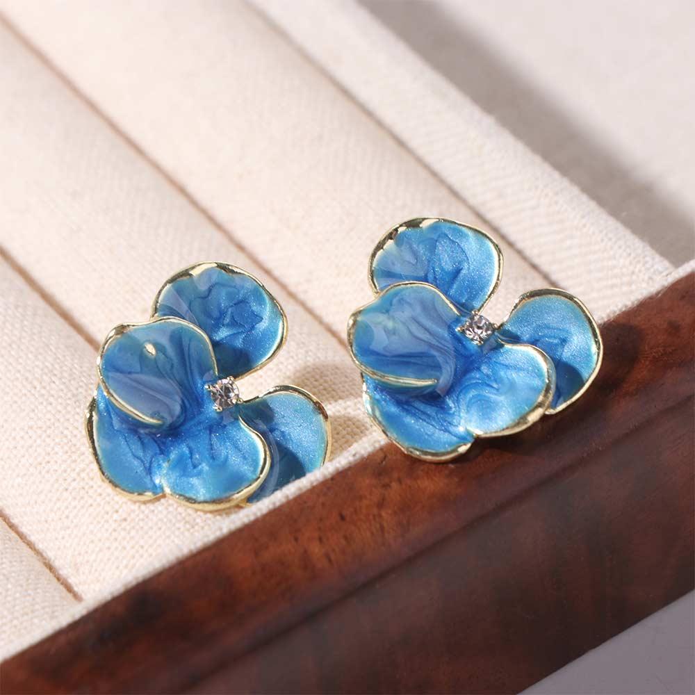 Luxury Flower Stud Earrings Cute Five Petals Earrings Creative 3D Petal Flower Earrings Gift