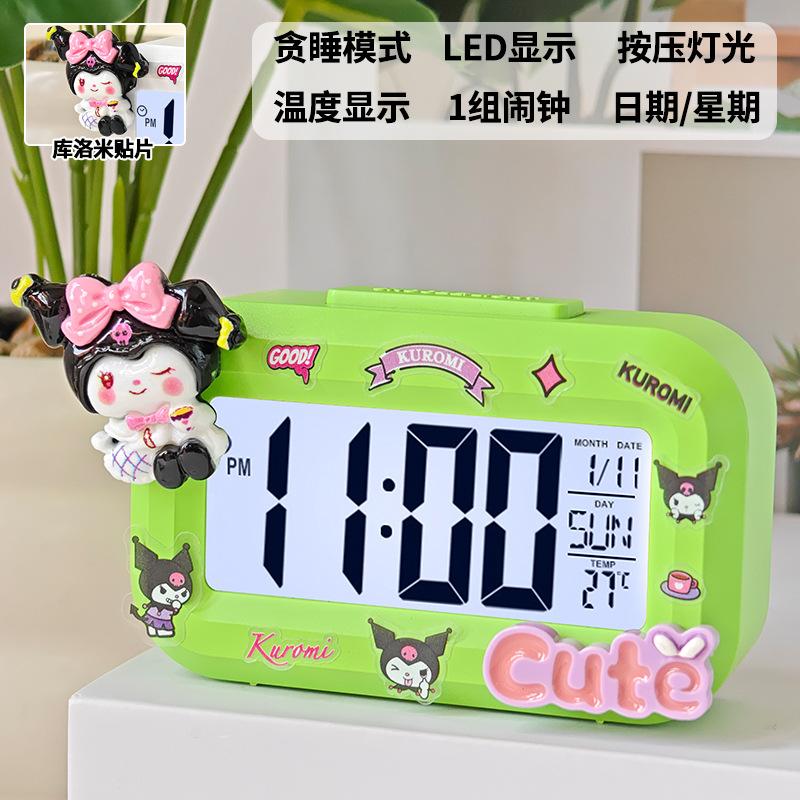 Cartoon cute little alarm clock Children's Day small gift date week temperature display multi-function mini small alarm clock