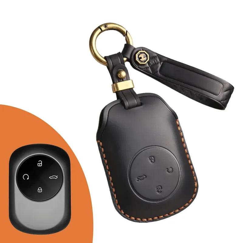 Leather Car Key Case Cover Holder Keychain Wallet Shell for Chery Fulwin T9 2024 Remote Key Cover Holder