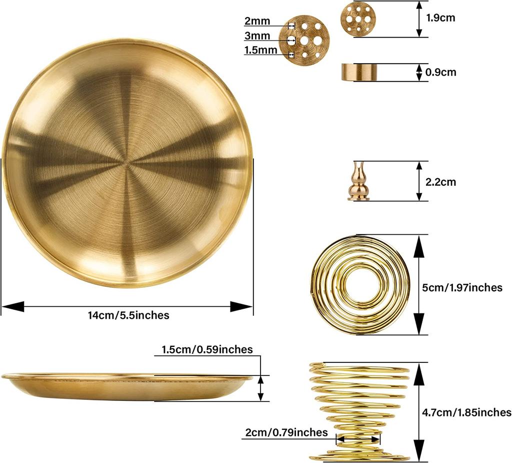 5 в 1 металлическая курильница латунный держатель для благовоний Пало Санто держатель держатель для шалфея поднос для благовоний пеплоуловитель домашний декор