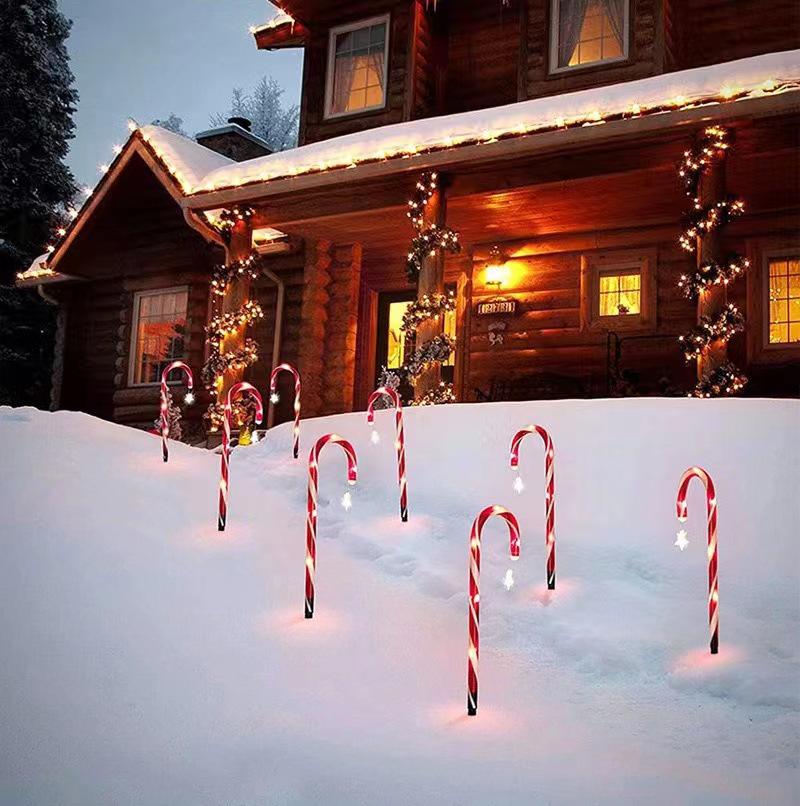 Solar Candy Cane Christmas Lights: Outdoor Waterproof Decorative Star Lights for Lawn and Landscape