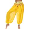 Belly Dance Bloomers for Women Halloween Carnival Costume Chiffon Tassel Beads Metallic Ruched Waist Side Split Pants