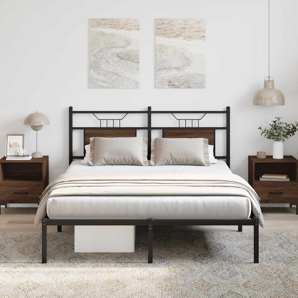 Bed Frame without Mattress Brown Oak 140 x 190 cm Engineered Wood