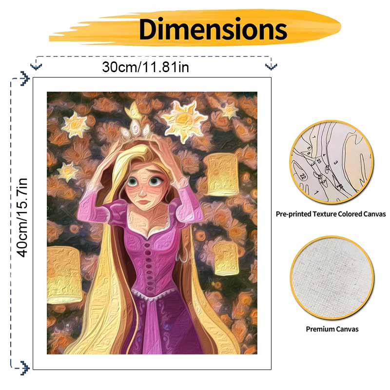 Disney Рапунцель DIY Масляная живопись Арт-набор для рисования Декор для дома Ручная работа Подарок Принцесса Запутанная Плавающие фонарики Красивое настенное искусство
