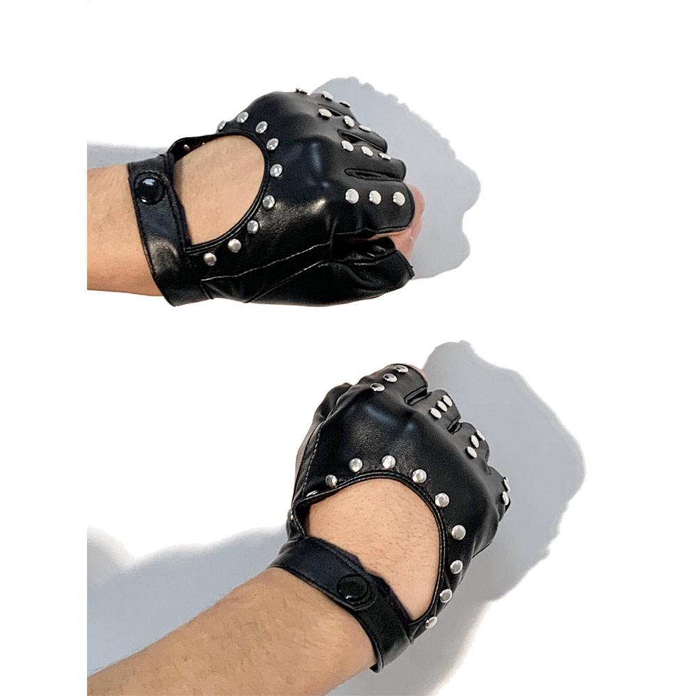 Punk Dance Outdoors Fingerless Gloves Rivets Gloves Fashion Accessories Pu Leather Mittens