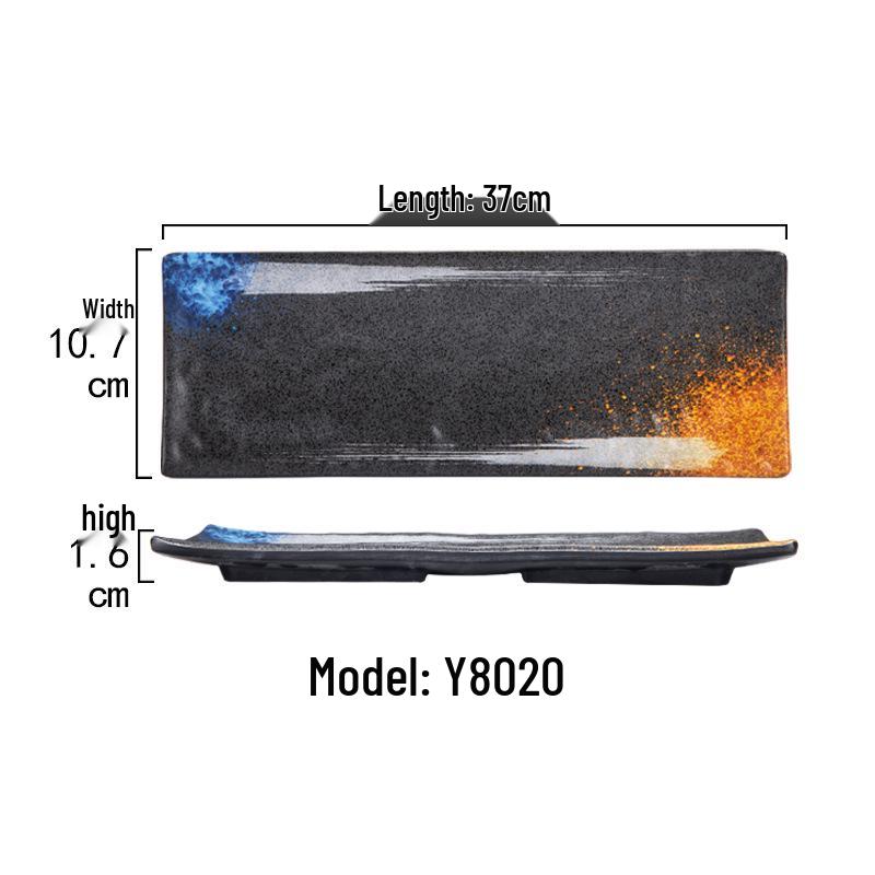 Japanese Melamine Rectangular Barbecue Side Dish Plate - Imitation Porcelain, Creative and Drop-Resistant for Hot Pot and Restaurants