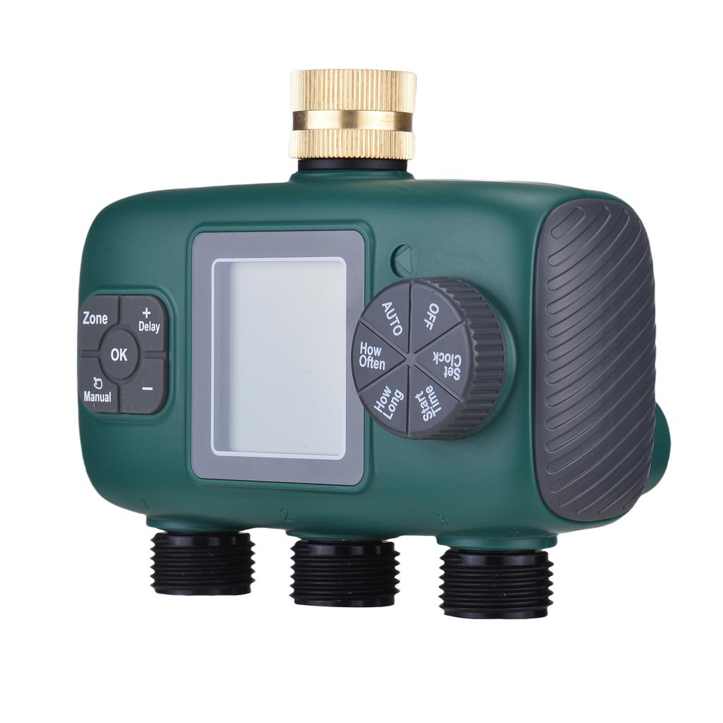 Таймер полива ЖК-дисплей Латунный клапан Таймер для полива 3 выхода Таймер для полива сада