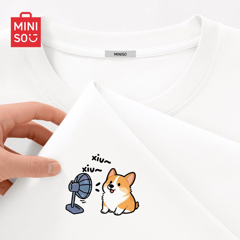 MINISO Мужская повседневная футболка с коротким рукавом из чистого хлопка