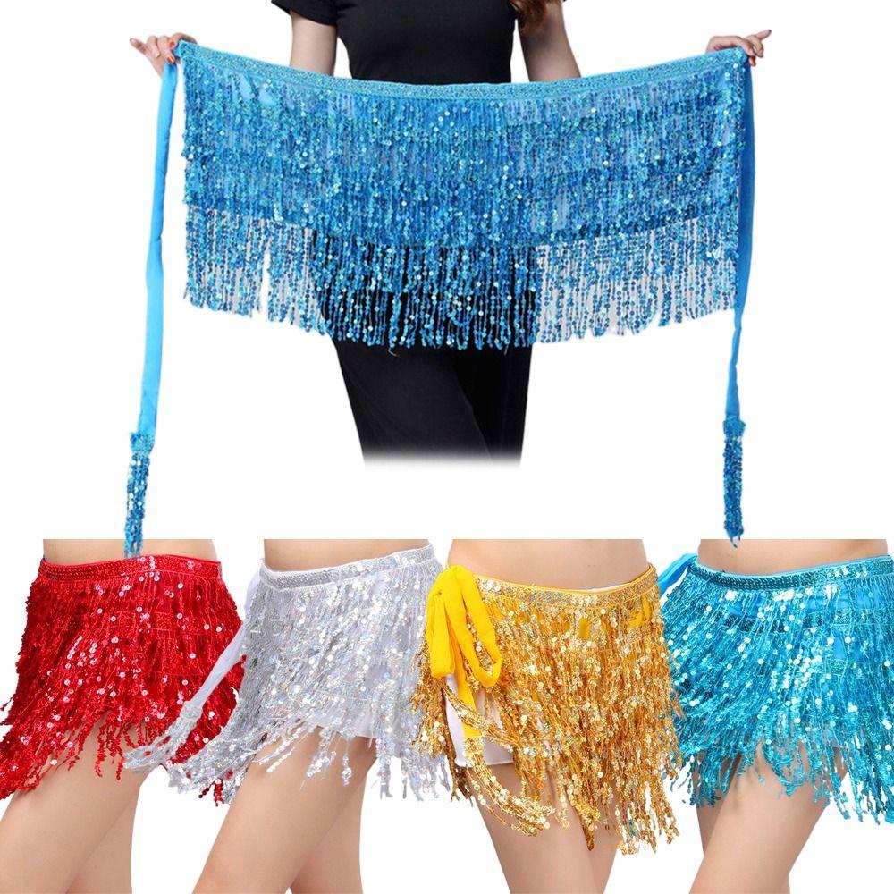 Sequins Dance Belt High Waist Waist Chain Fashion Hip Scarf  Women