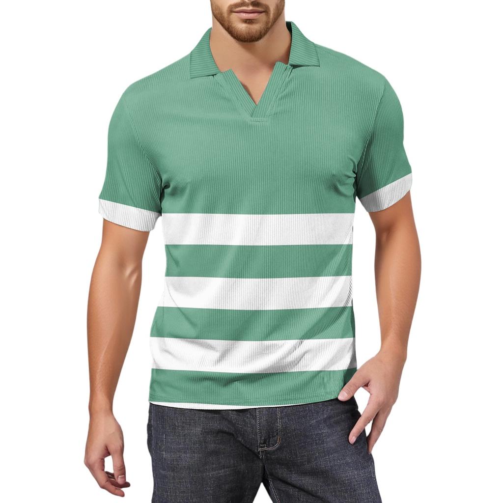 Мужская модная футболка для гольфа с коротким рукавом и V-образным вырезом