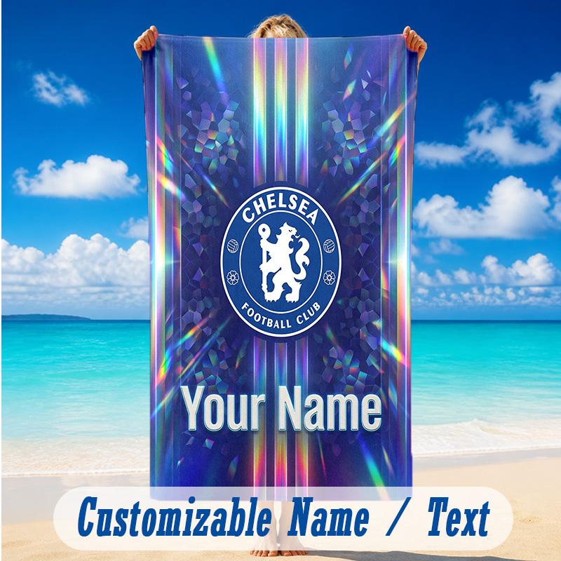 Beach Towel Custom Name Text, Quick Dry Large Towel For Beach HomeChelsea FC