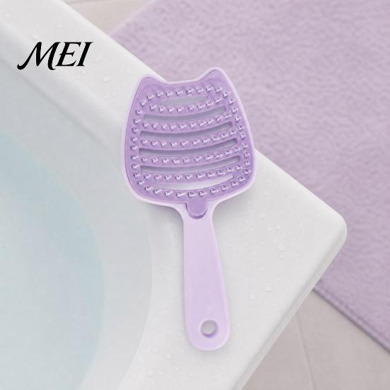 Easy Clean Hairbrush Cat Ear Self Cleaning Hair Brush for Women, Vented Styling Detachable Faster Blow Drying, Curved Detangler Sensitive Scalp