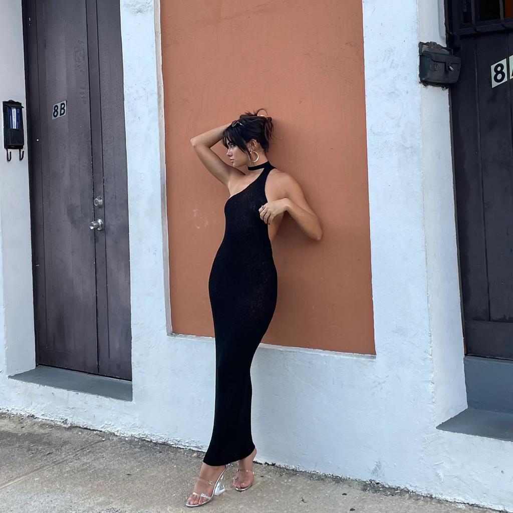 IHUASU Модные женские юбки, сексуальные, горячие, свисающие, шейные, вязаные платья для женщин