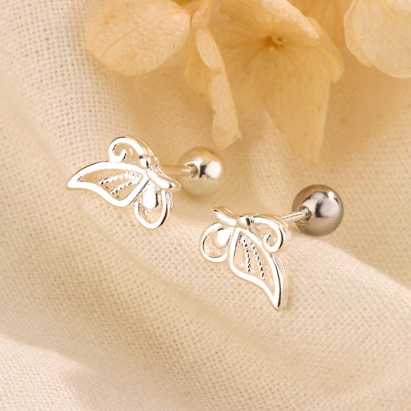 Silver Color Clover Zircon Stud Earrings for Women Sweet Exquisite Screw-Back Ear Piercing Jewelry Birthday Party Gifts