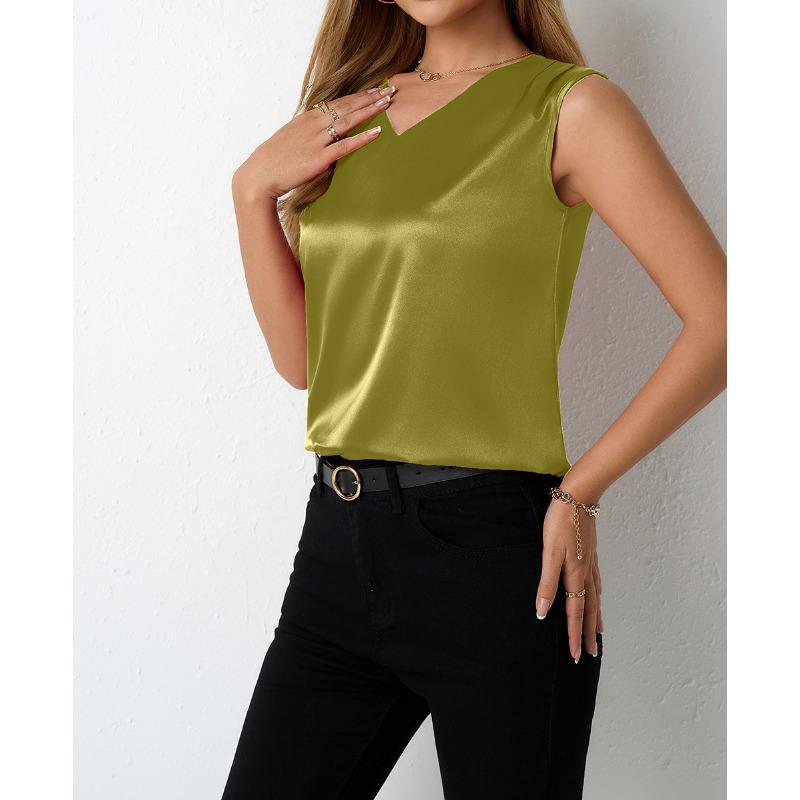 Женский весенне-летний атласный костюмный жилет в стиле Commuter Vest Base Top