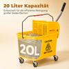 20L Compact Mop Bucket on Wheels, with Water Separation Panel - Yellow