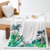 Green Leaf 2D Digital Printing Thickened Lamb Fleece Crystal Fleece Blanket One Piece Blanket