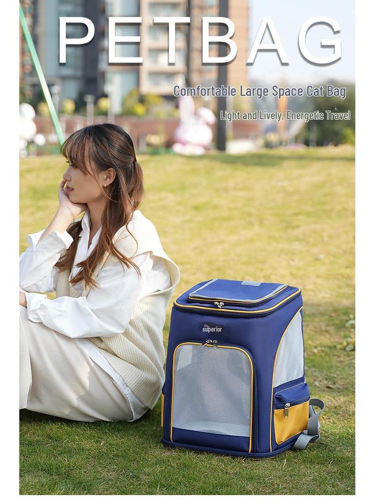 Дышащий рюкзак для домашних животных с двумя плечами - большая вместительная сумка из ткани Оксфорд для кошек и собак