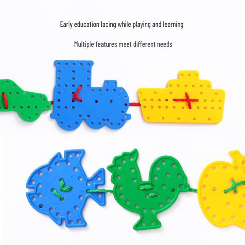 Детские бусины для шнуровки в виде животных, развивающая игрушка для мелкой моторики