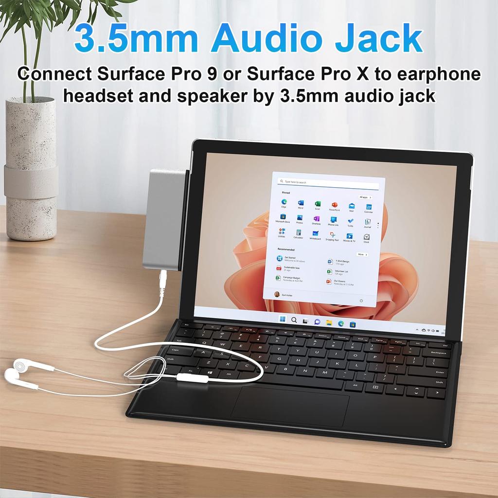 Хаб для Surface Pro 9 Порт 4K HDMI USB C Thunderbolt 4 Зарядка PD 100M LAN USB Аудиопорт Кардридер Специальная док-станция для Microsoft Surface Pro 9 + (Дисплей +