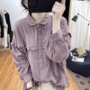 Cotton Linen Shirt Jacket Women Long Sleeve Button Comfort Vintage Solid Color Tops