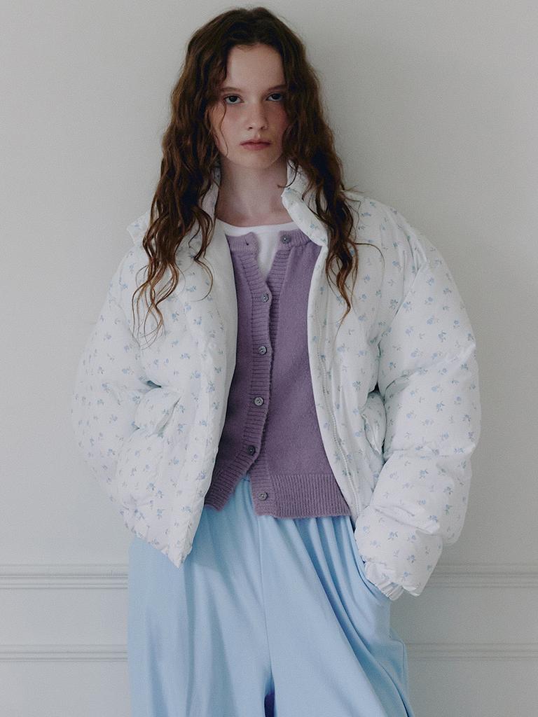 TSH Puffer Jacket - Flower White