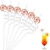 6Pcs/set Discos Decorative Straws Plastic Cocktail Straws Glitter Mirror Discos Balls Drinking Decor for Discos Party