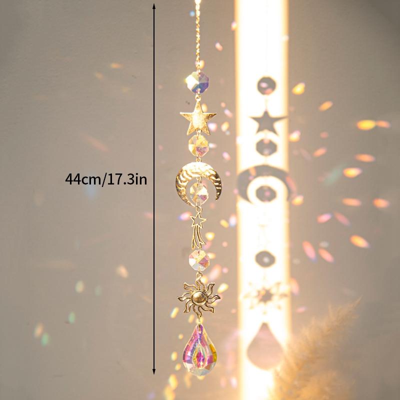 Crystal Suncatcher Crystal Wind Chimes Garden Rainbow Sun Catcher Garden Hanging Pendant Window Wind Music Home Garden Decor