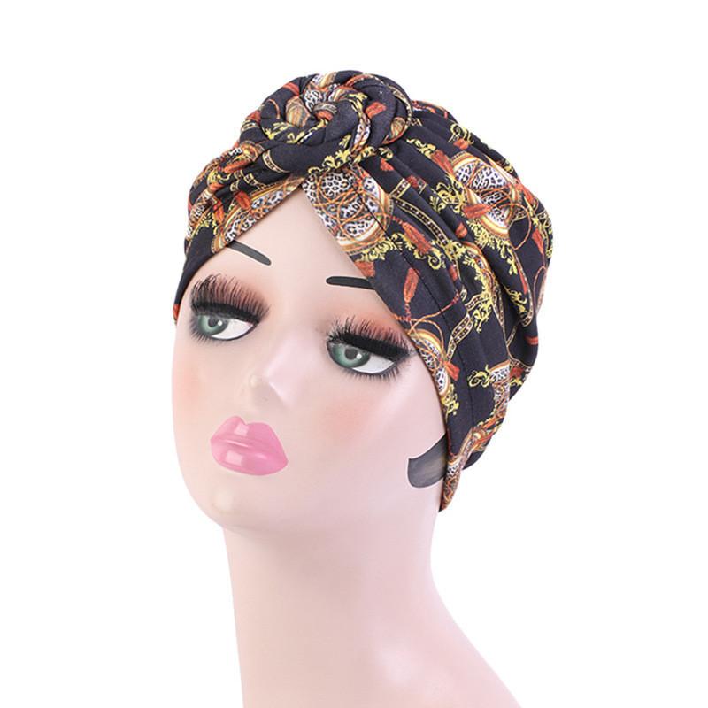 Модная шляпа African Wind Baotou Cap Vortex Knotted Turban Hat Chemo Cap Muslim Hat