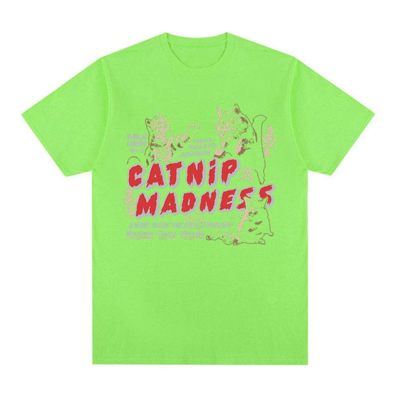 Футболка с милым животным Catnip Madness, креативный дизайн, футболки с короткими рукавами с забавным котом, мужские и женские модные хлопковые футболки большого размера
