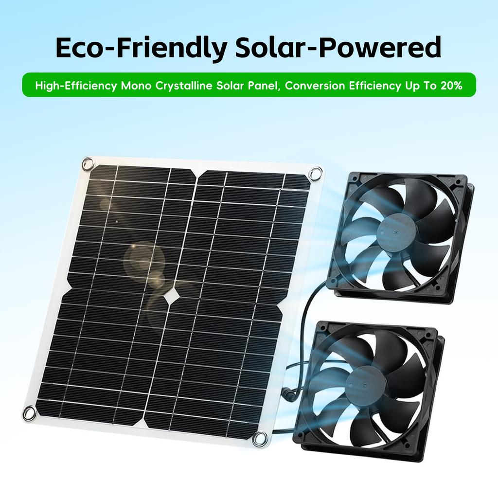 Комплект уличного вентилятора на солнечной энергии с двойным вентилятором 12 Вт для дома на колесах, теплицы, дома для домашних животных, на чердаке, устойчивый