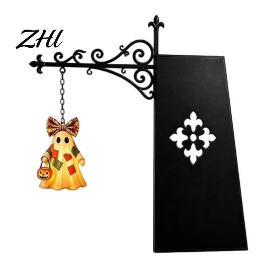 Cute Cartoon Ghost Decorations Halloween Library Lantern, Decorative Bookshelf Lamp, Patchwork Battery Operated Party Lights Light with Witch