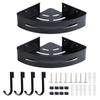 Wall Hanging Space Aluminum Double Layer Storage Rack Corner Shelf for Home Bathroom Black