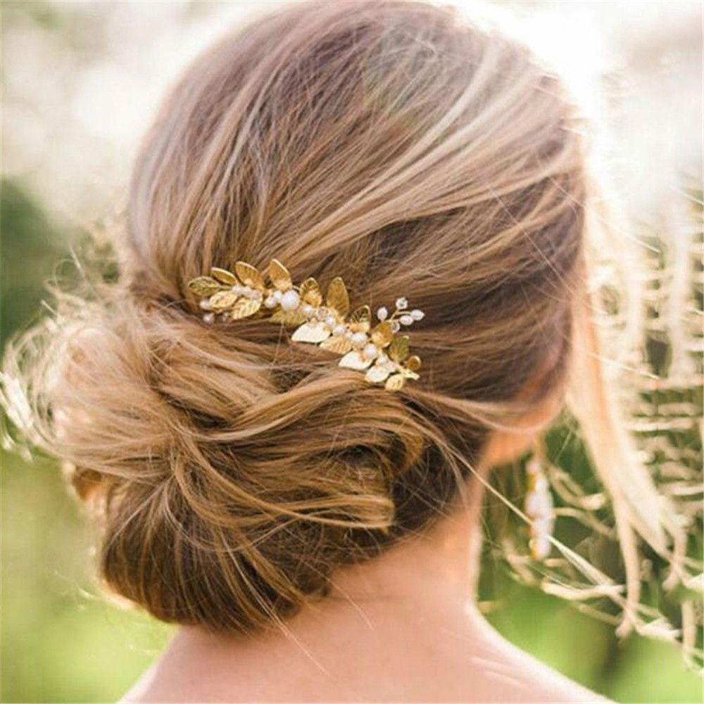 Fashion Gold Silver Hair Jewelry Women Headpiece Wedding Accessories Metal Leaf Bridal Hair Comb