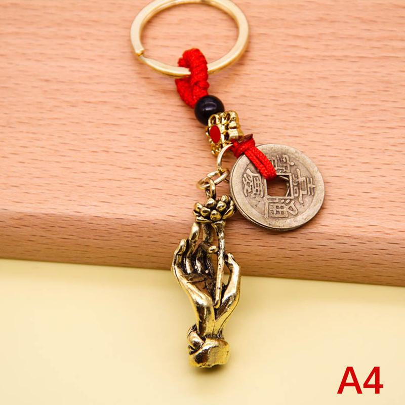 Винтажный медный брелок для денег, монет, монет удачи, брелок для ключей в стиле фэн-шуй с тыквой