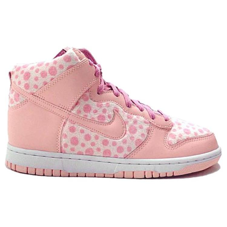 Nike Кроссовки Dunk Противоскользящие Амортизирующие Износостойкие Высокие для Катания на Скейтборде Детские Розово-белые в Пятнышко Подростковые 316604-605