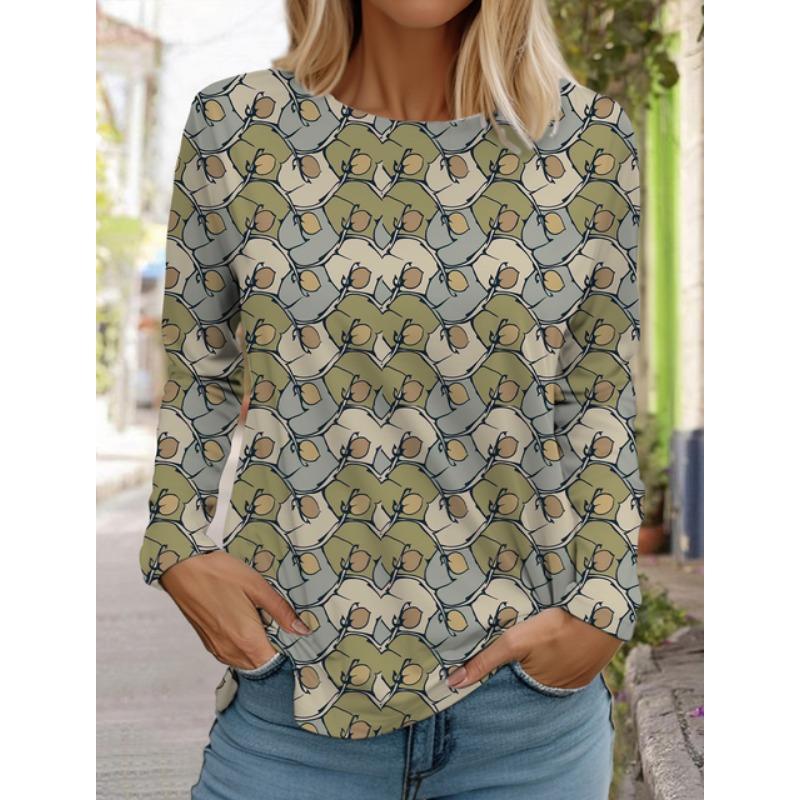 Женские белые топы с длинными рукавами, повседневные топы с круглым вырезом, 3D-принт с цветами, модный трендовый принт, женская футболка с длинными рукавами